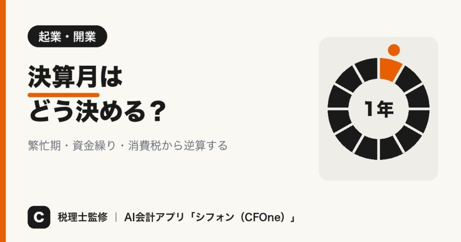 決算月の決め方を解説する記事のアイキャッチ画像