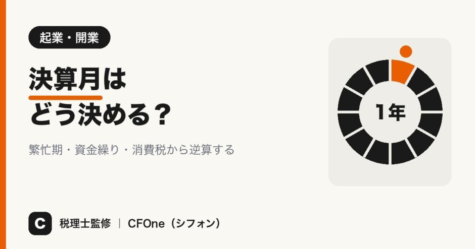 決算月の決め方を解説する記事のアイキャッチ画像